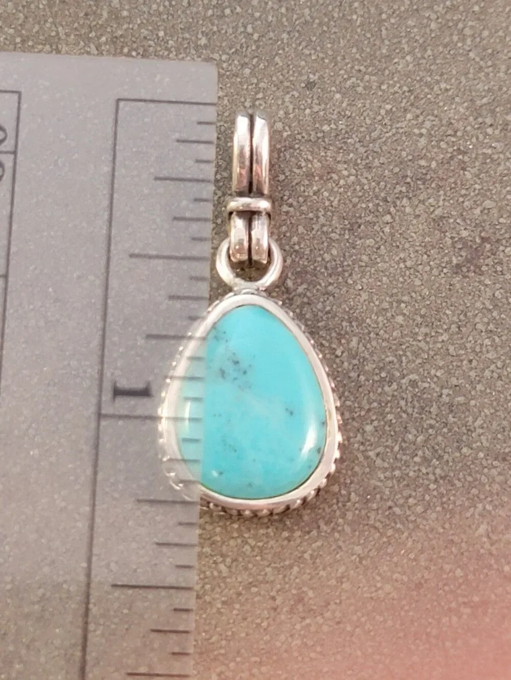 Barse Pear Shaped Blue Turquoise Herringbone Bezel Pendant NEW